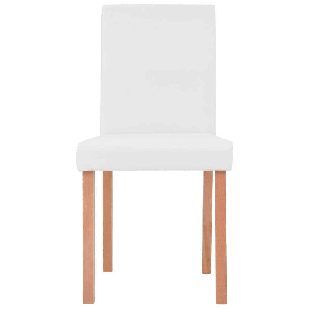 vidaXL Essgruppe Esszimmertisch und Stühle 5-tlg. Kunstleder Eiche Cremeweiß, (5-tlg)