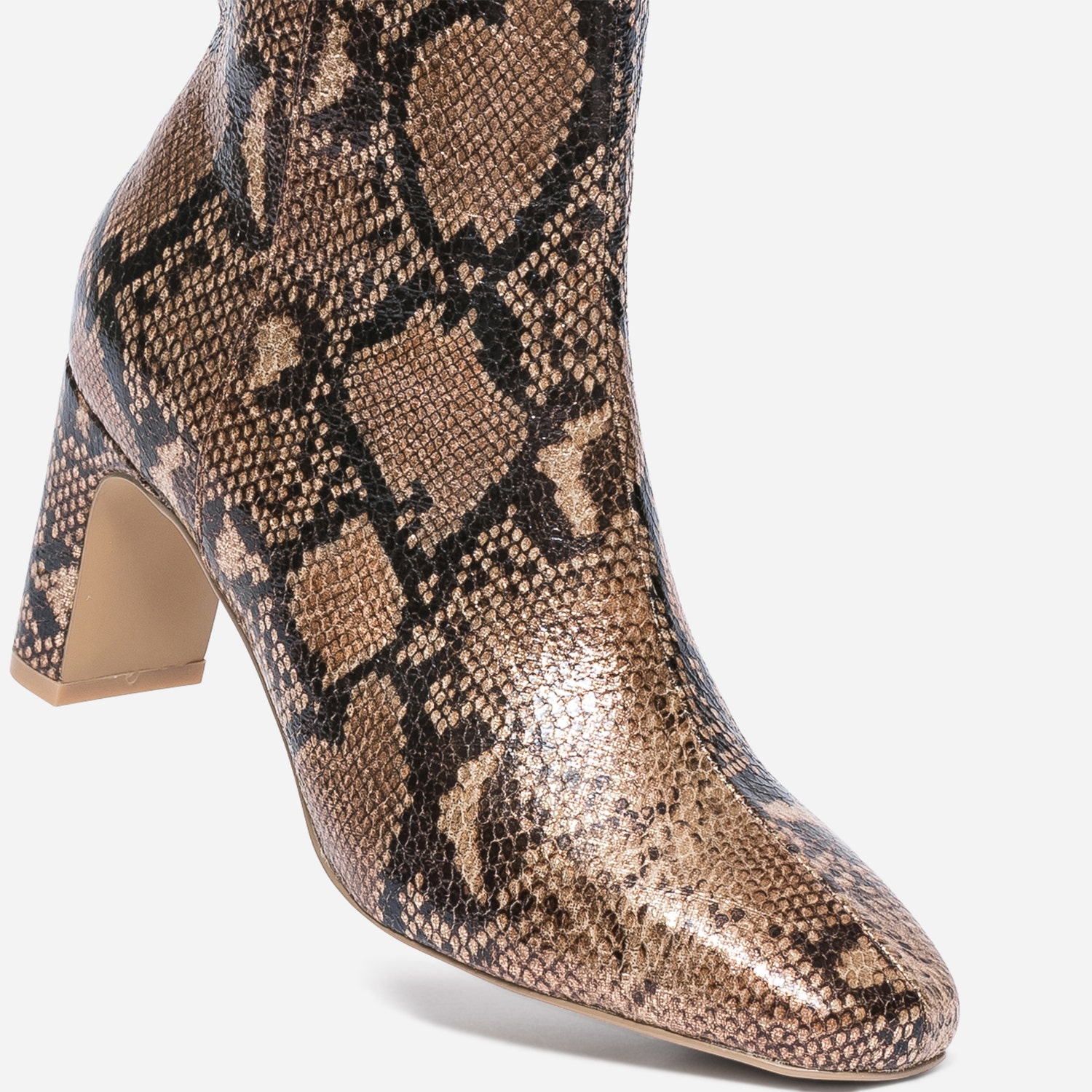 Boots TEXTO camel effet python irisé