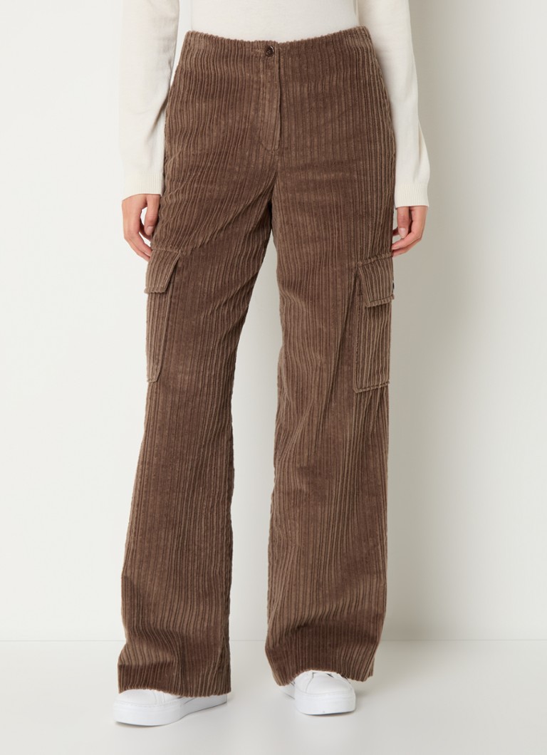 Claudie Pierlot High waist wide fit velvet cargo trousers with patch pockets