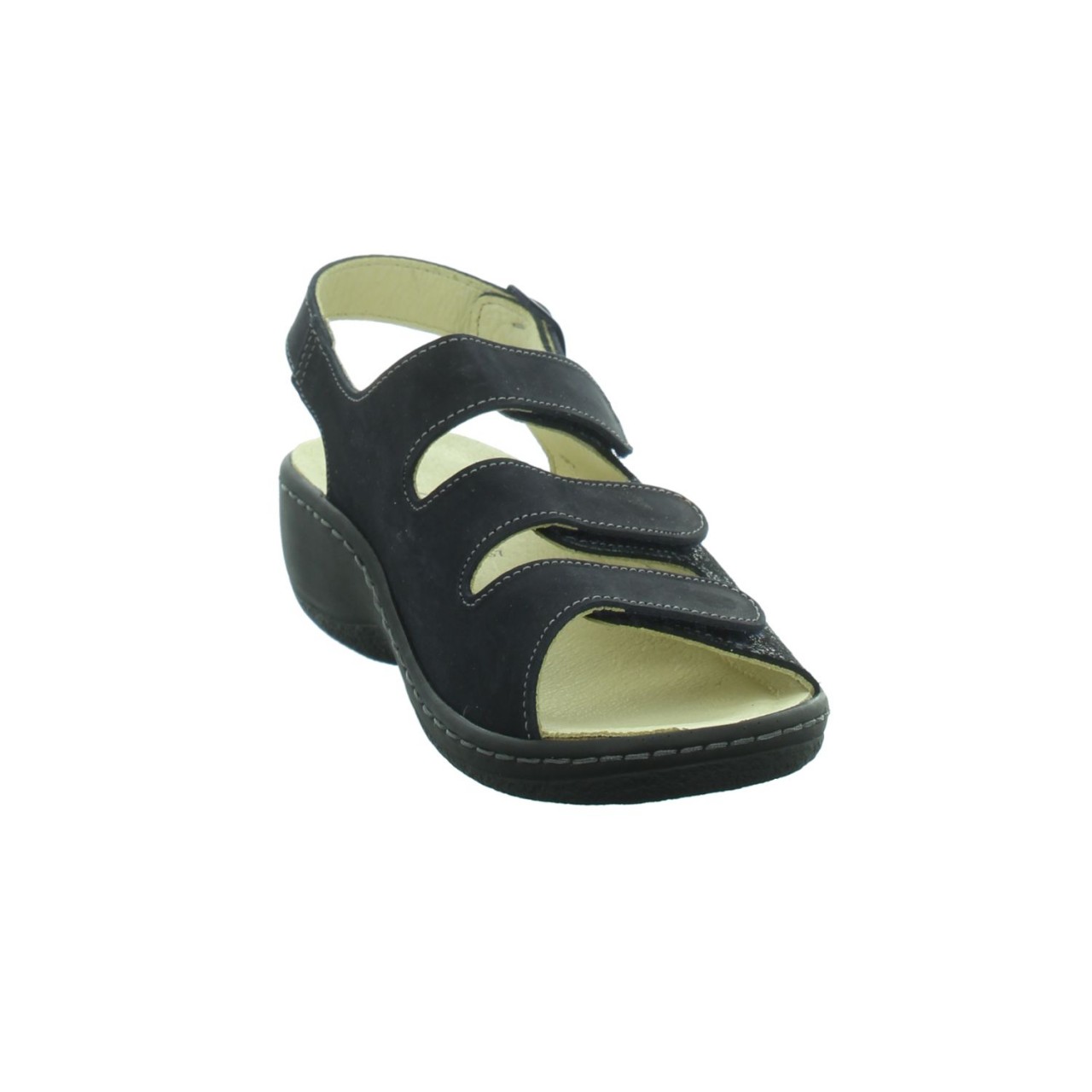 LONGO Komfort Sandalen schwarz Bequem-Pantolette,schwarz/navy