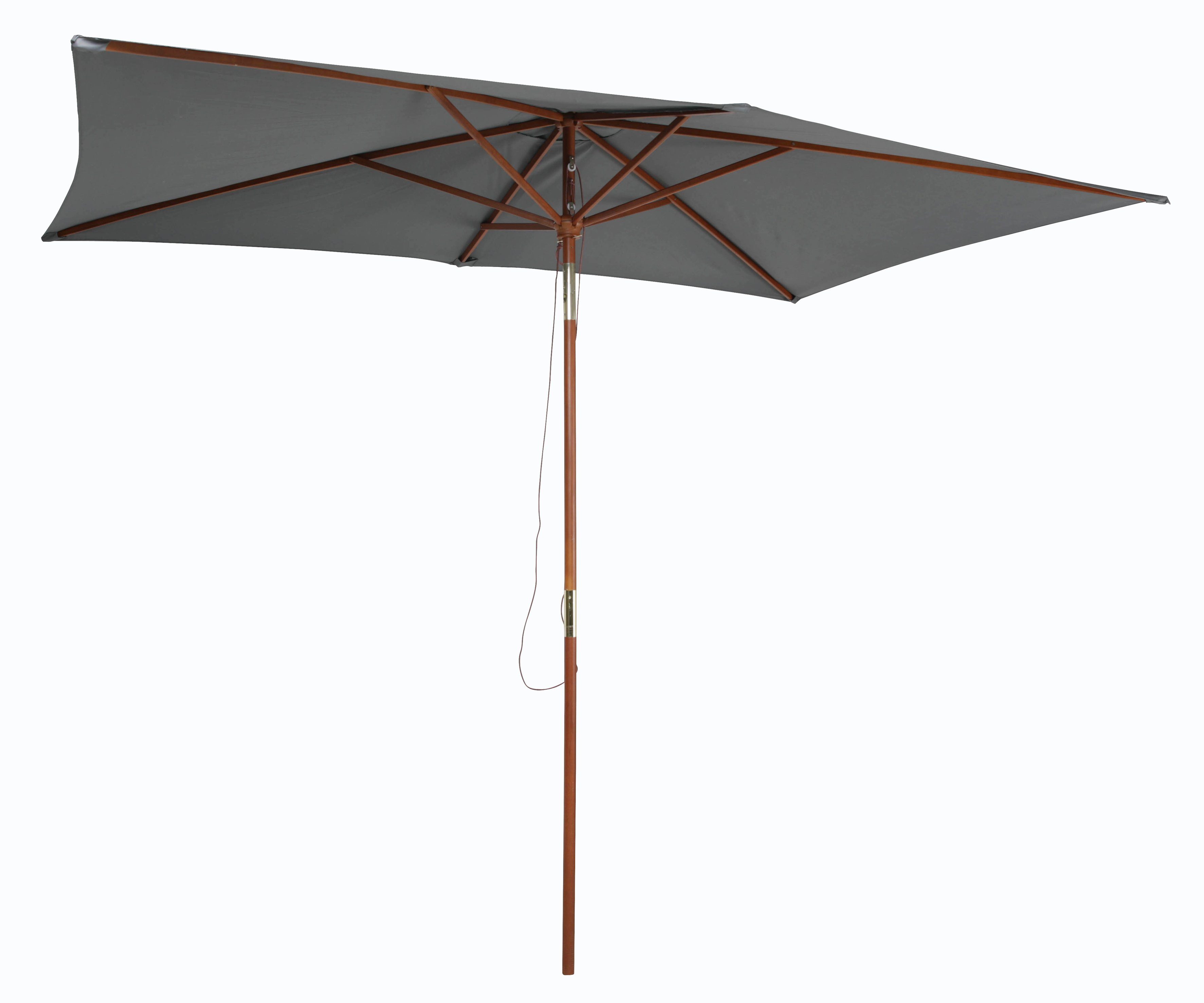 Pure Home & Garden Sonnenschirm Timber anthrazit rechteckig 2x3 m Holz Gartenschirm Balkonschirm, LxB: 300,00x200,00 cm, abknickbar, kippbar, wasserabweisend, mit Seilzug