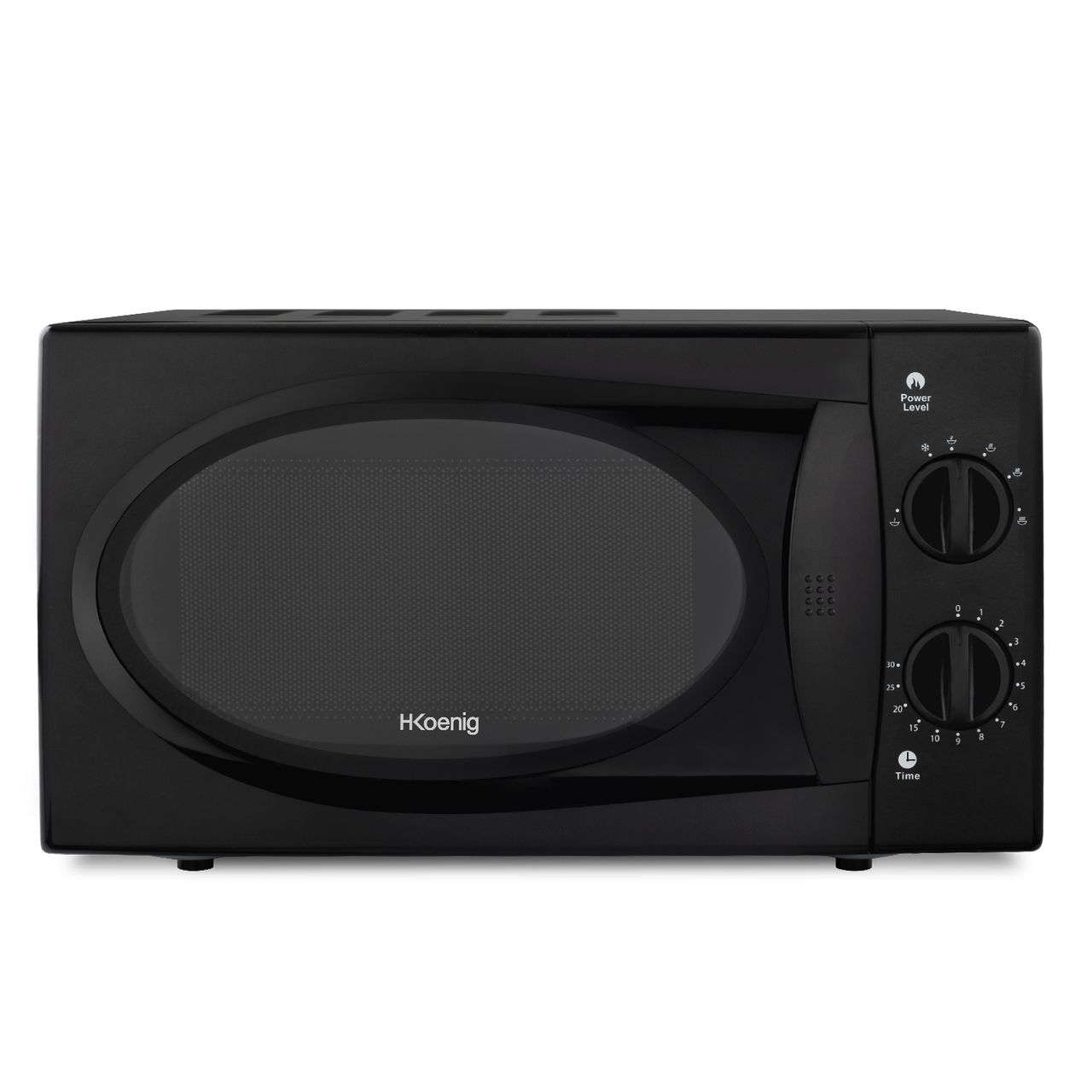 H. Koenig H.Koenig VIO6B Kompakte Mikrowelle, 20 l, Schwarz, leistungsstark 700 W, Drehteller 24,5 cm, Multifunktional, 5 Heizstufen und Auftaufunktion, Timer bis 30 Minuten, schnell, Arbeitsplatte