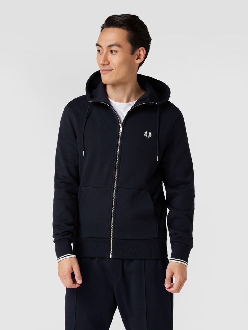 Sweatjacke mit Logo-Stickerei in marineblau