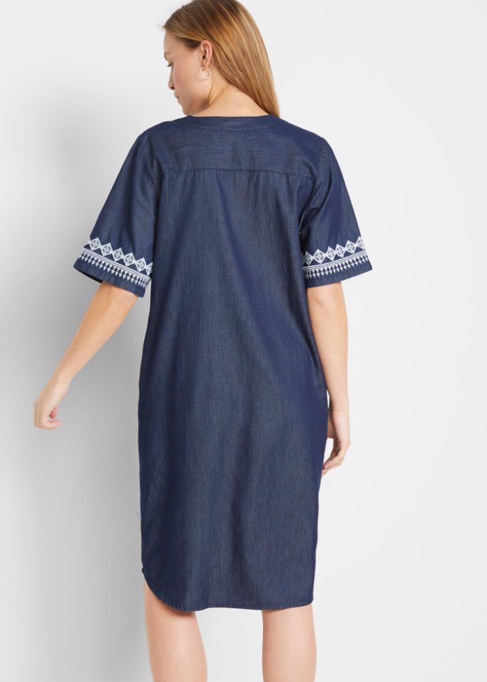 Jeans Tunika-Kleid mit Stickerei