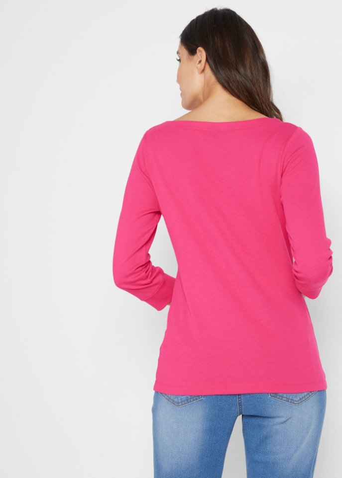 Stretch-Shirt mit U-Boot-Ausschnitt