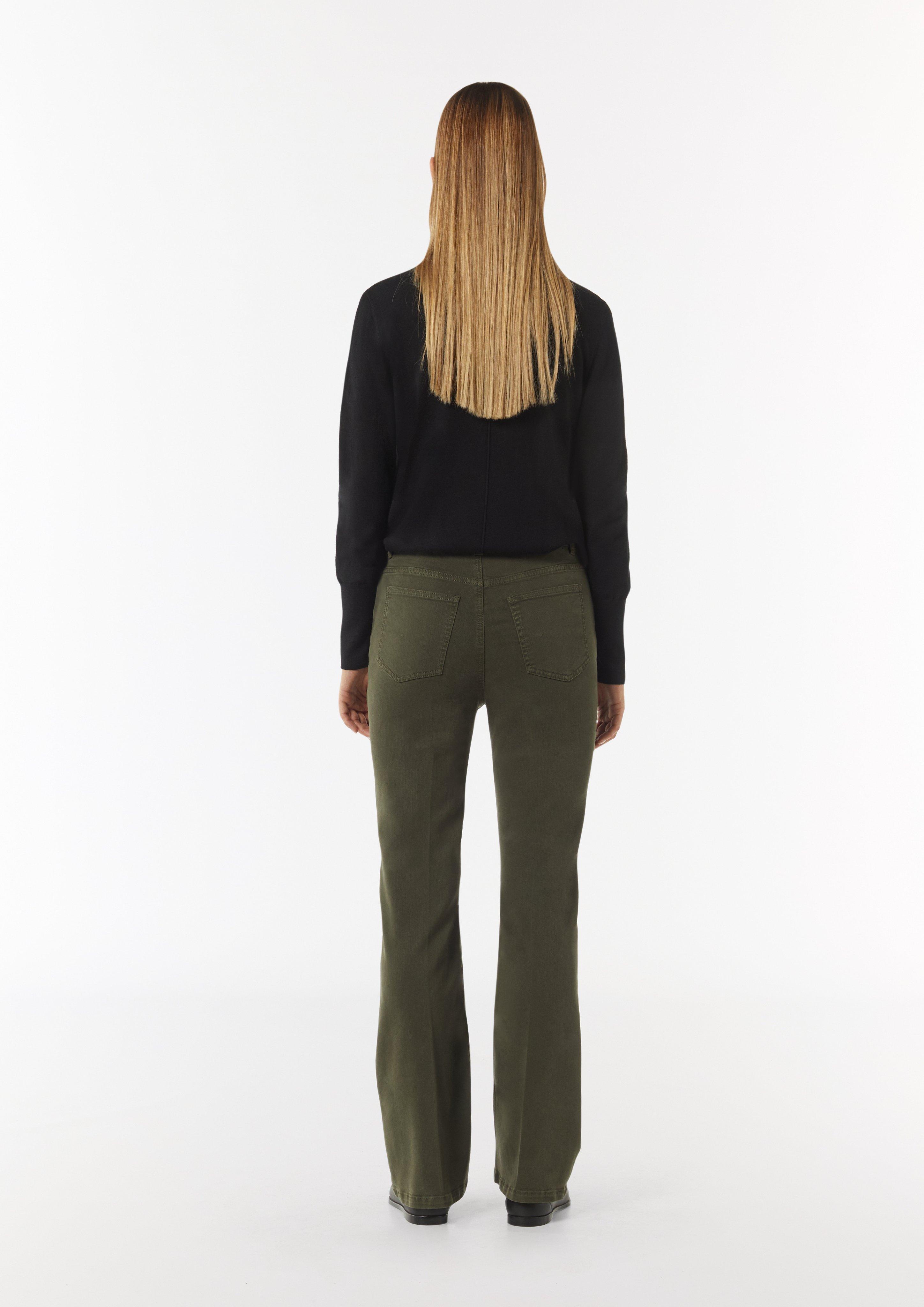 Hose mit Flared Leg - olivgrün