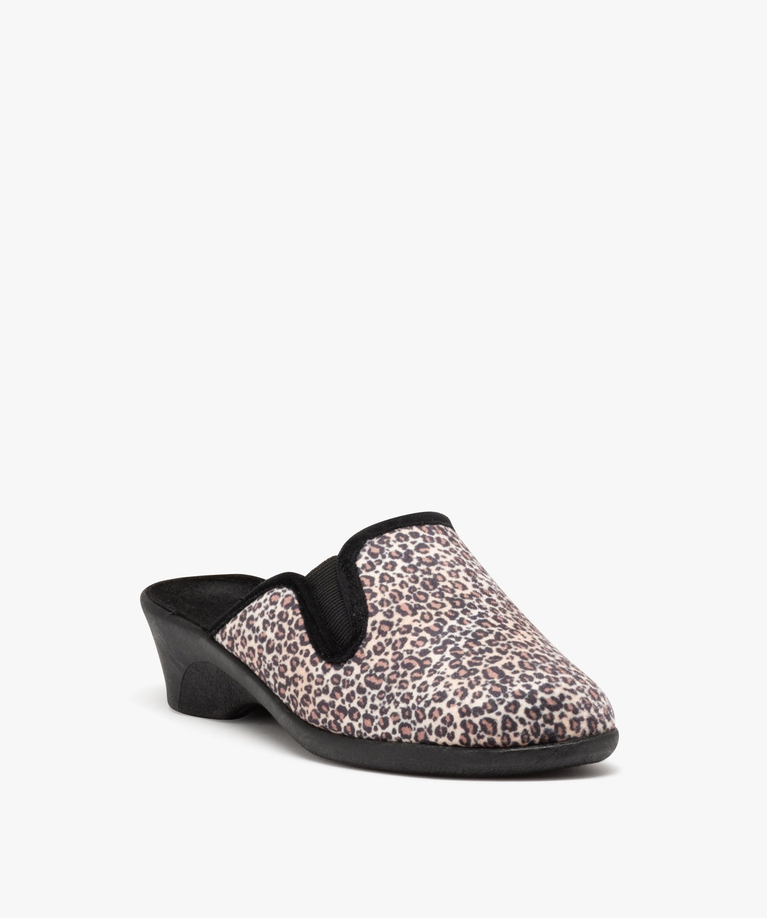 Chaussons femme mules confort compensées à motif léopard imprime | GEMO