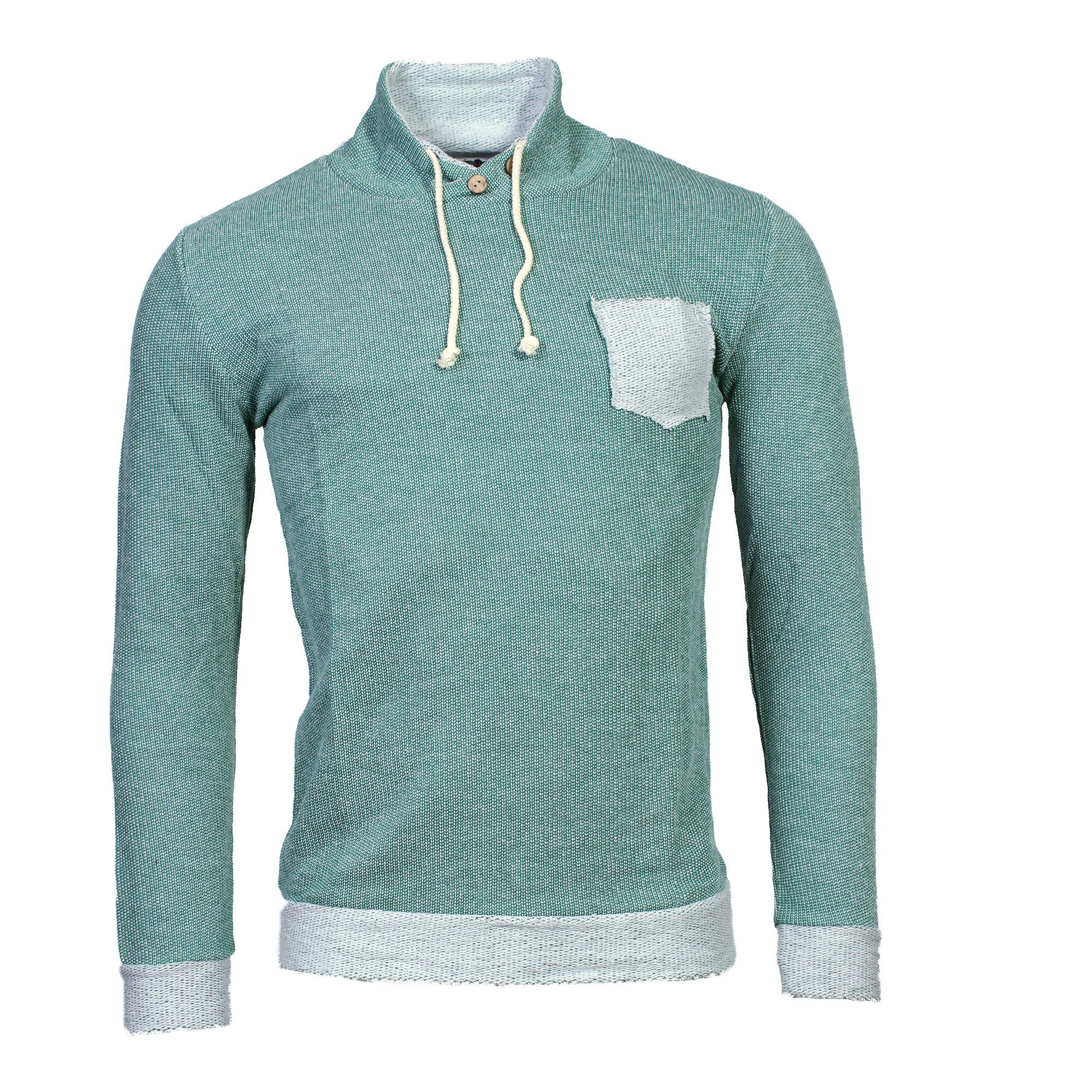 Banco Longpullover Banco Langarmshirt Herren mit Brusttasche und Kordelzug
