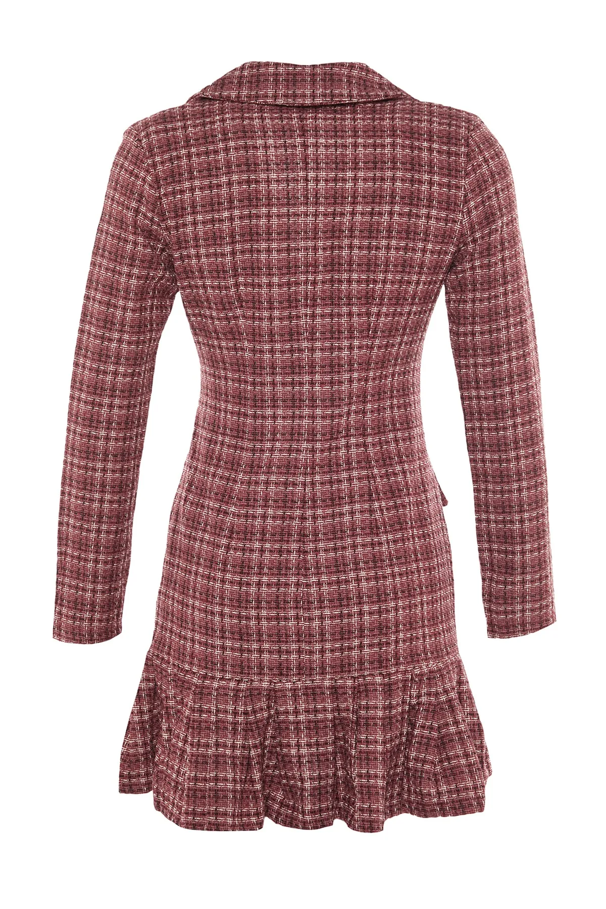 Trendyol Collection  Mehrfarbiges Kleid aus gewebtem Tweed mit Volants und Knöpfen und Volants TWOAW23EL00870
