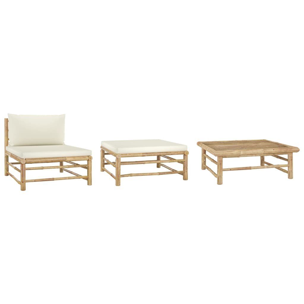 vidaXL Loungesofa 3-tlg. Garten-Lounge-Set mit Kissen Bambus, 1 Teile