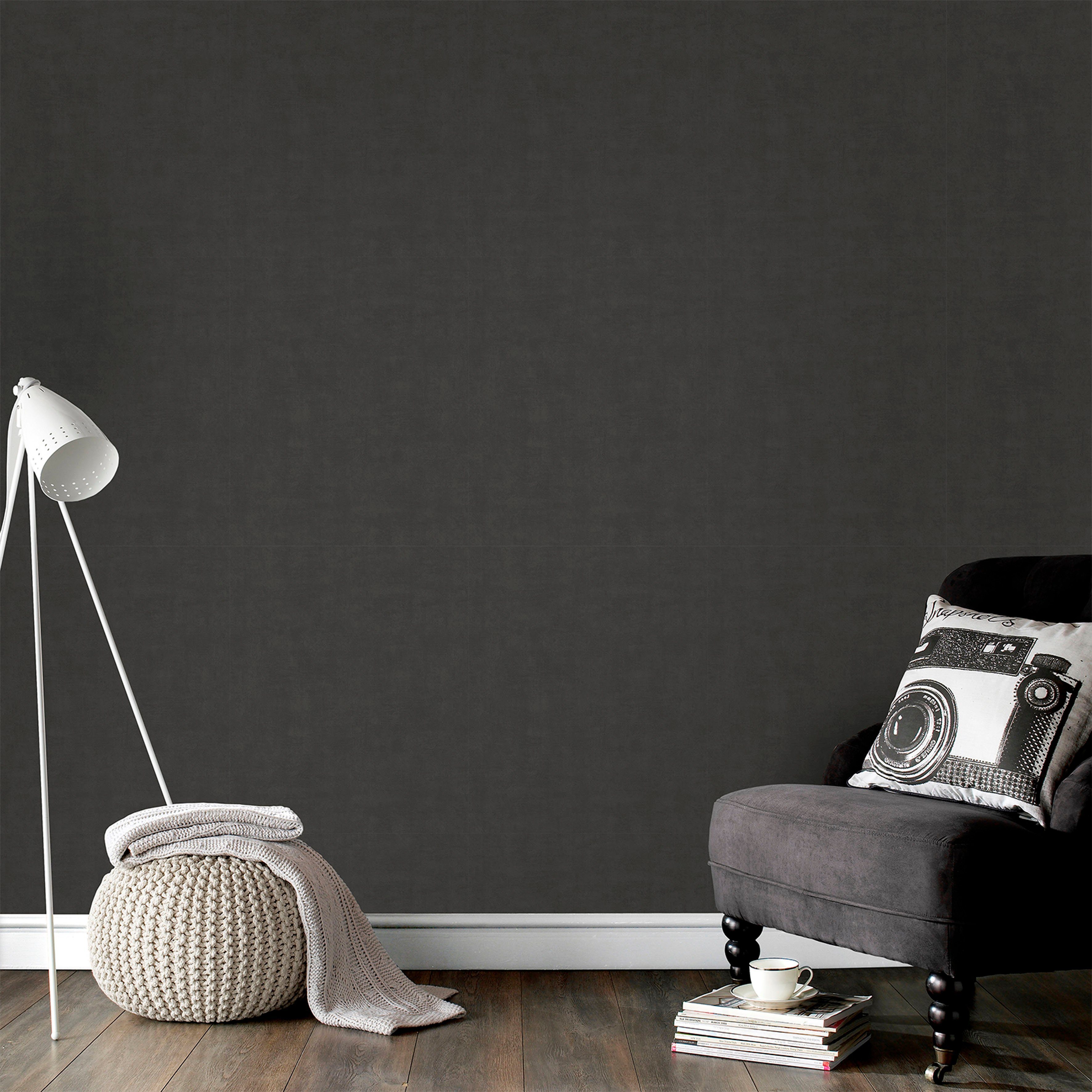 WOW Vliestapete Beton Uni, Steinoptik, (1 St), Antrazhit - 10m x 52cm