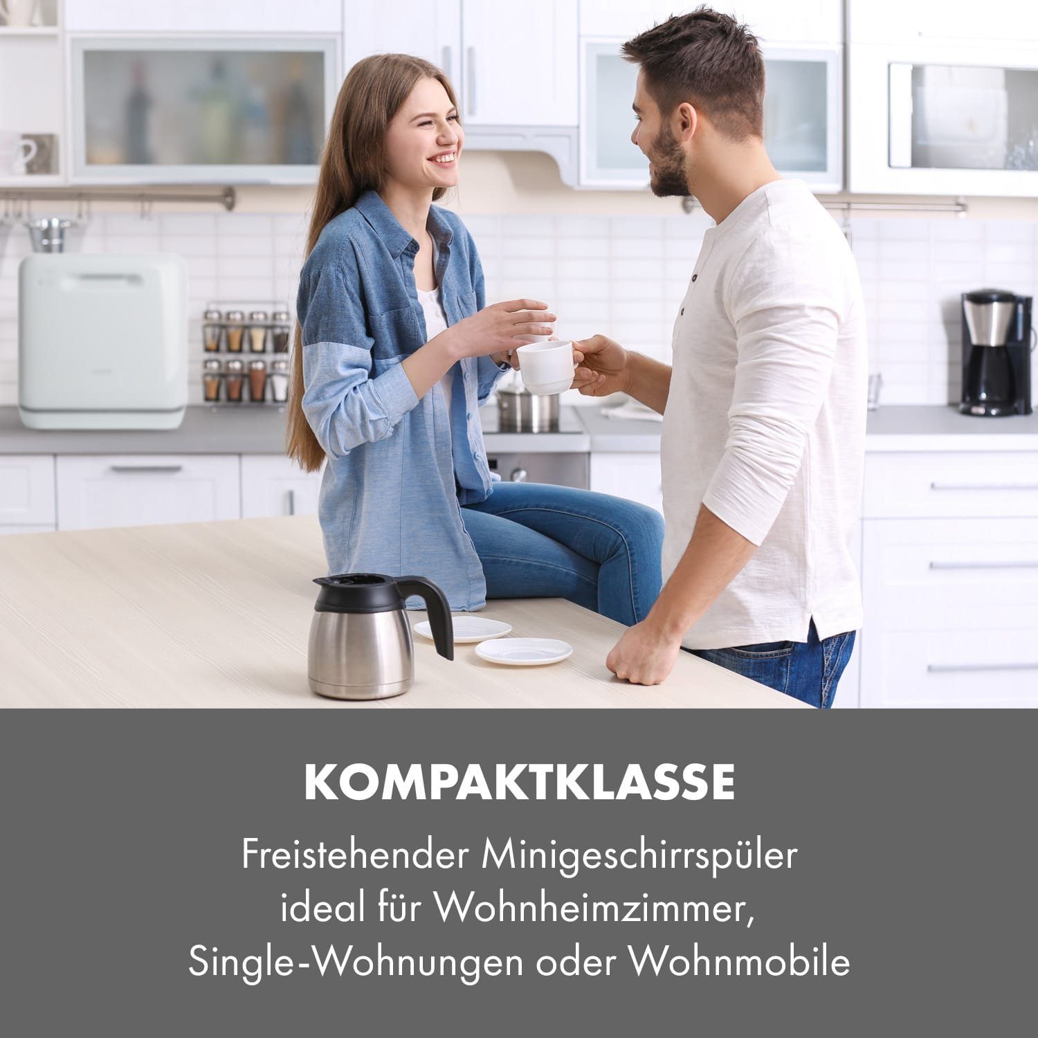Klarstein Standgeschirrspüler Aquatica Geschirrspüler freistehend installationsfrei 2 Gedecke 860W, 10034126