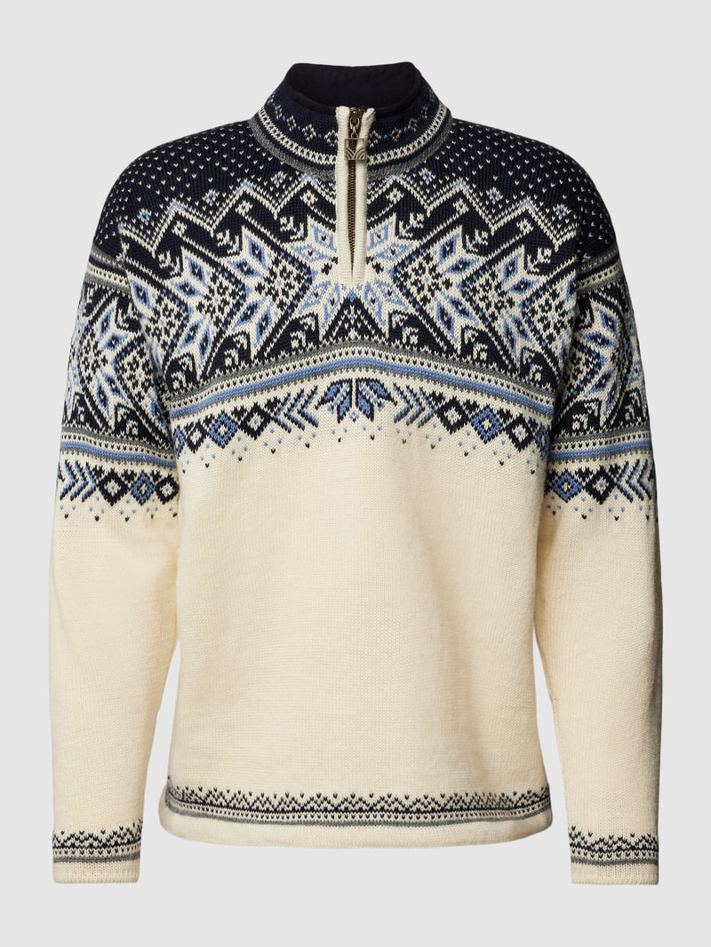 Strickpullover mit kurzem Reißverschluss Modell 'Vail' in offwhite