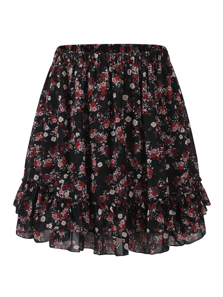 SASSYCLASSY Volants Rock mit Rüschen in Schwarz, Rot günstig kaufen S