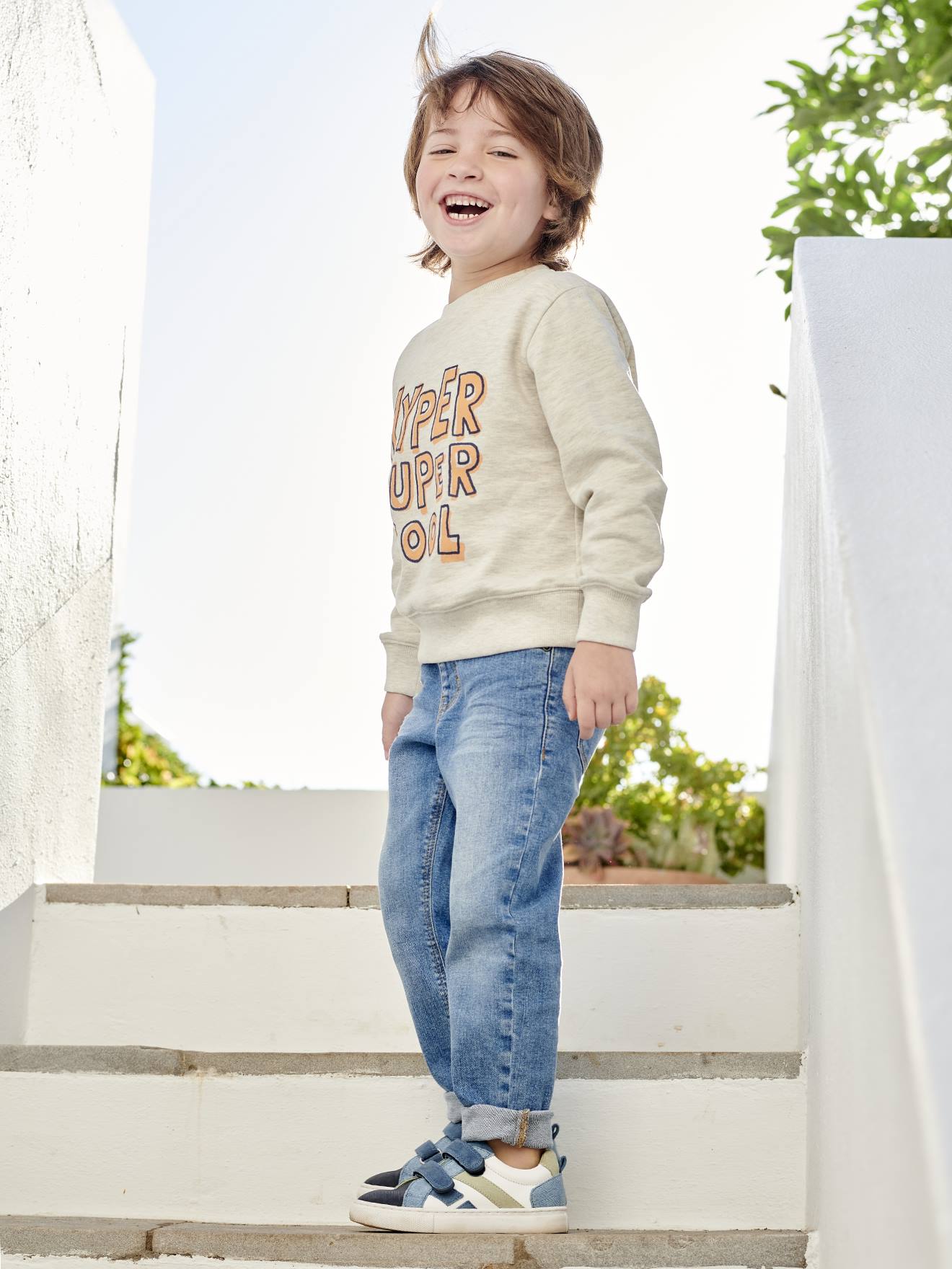 Vertbaudet Jungen Slim-Jeans mit Dehnbund BASIC - blue stone