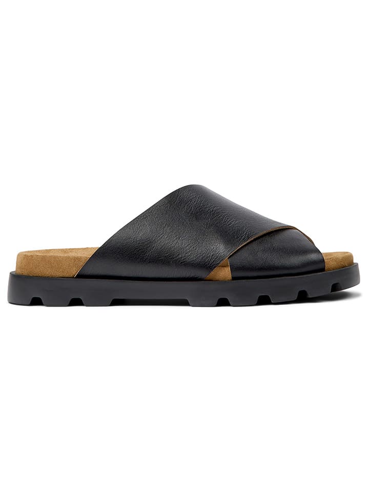 Camper Leder-Pantoletten in Schwarz günstig kaufen