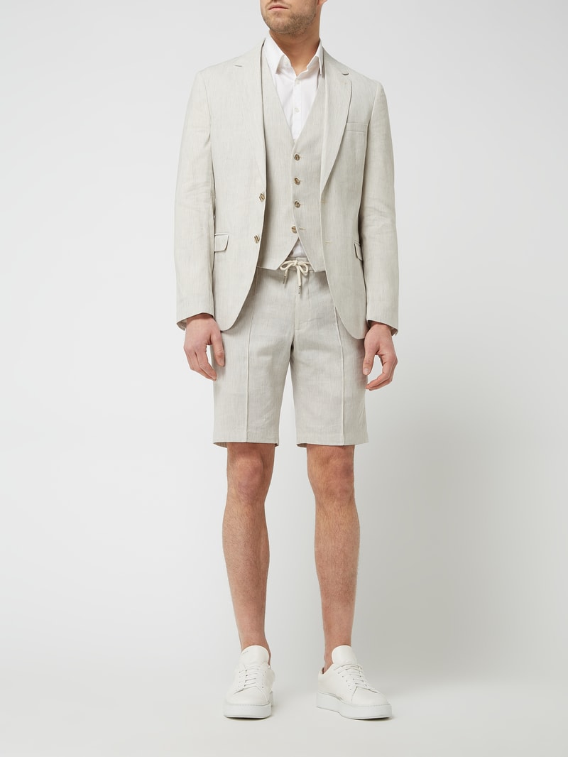 Shorts aus Leinenmischung in hellgrau