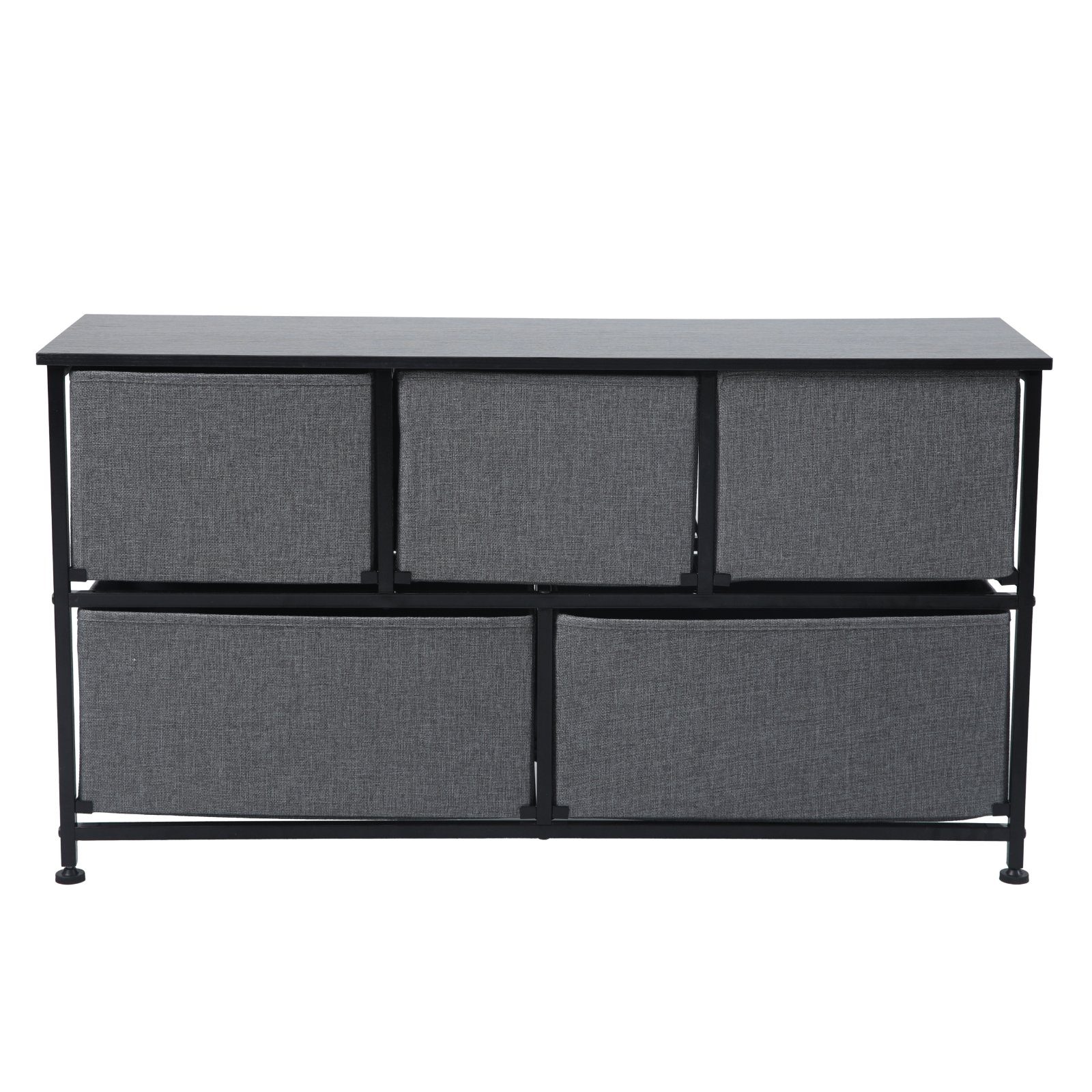 SVITA Sideboard TARO, Metallrahmen, Stoffschubladen, Stoff-Kommode, Schwarz/Grau