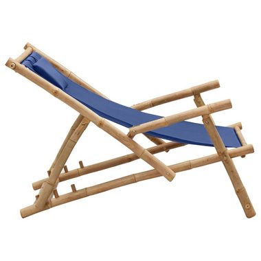 vidaXL Gartenstuhl Liegestuhl Bambus und Canvas Marineblau (1 St)