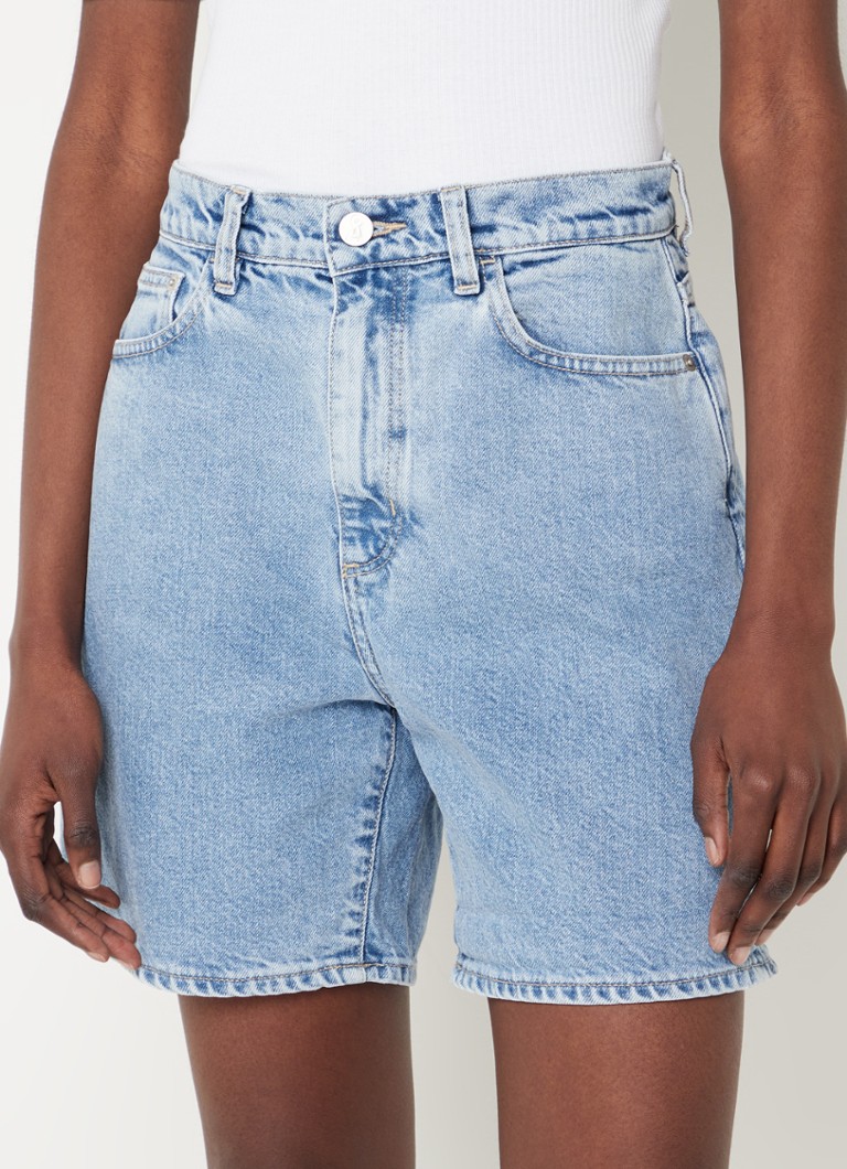 Pantaloni scurți din denim Sheaari cu talie înaltă și croială dreaptă de la ARMEDANGELS