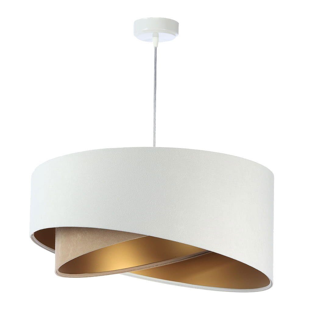 Kiom Pendelleuchte Kinga P Velours white, beige & gold Ø 50 cm, für wechselbare Leuchtmittel, Leuchtmittel nicht inklusive, Leuchtmittel abhängig