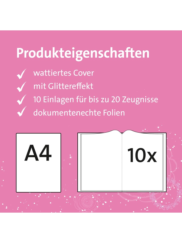 ROTH Zeugnismappe Einhornportrait mit Glitzereffekt in Rosa günstig kaufen onesize