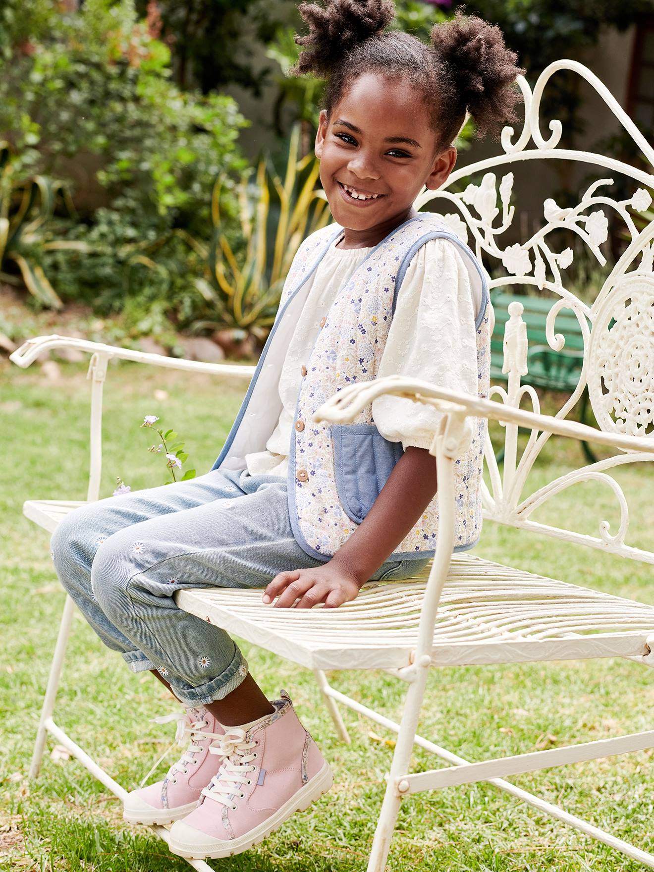 Gilet matelassé sans manches fille écru