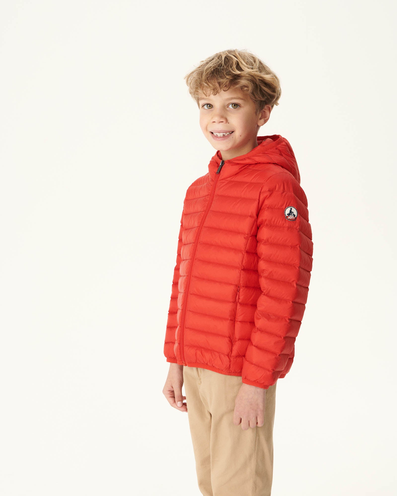 Doudoune légère à capuche enfant Rouge vif Hugo