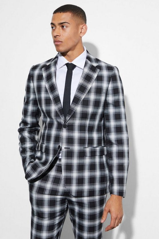 Einreihige karierte Slim-Fit Anzugjacke