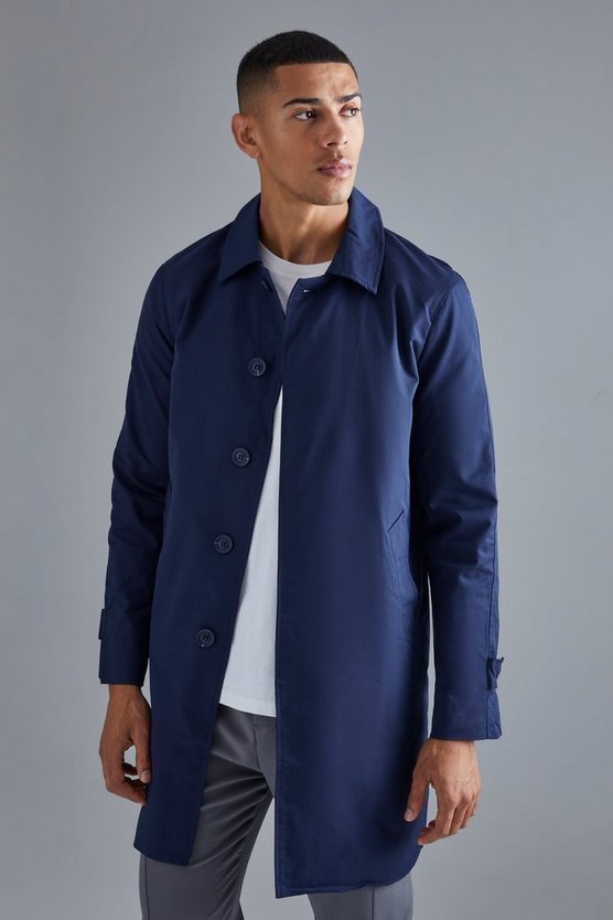 Einreihiger Poly Twill-Regenmantel