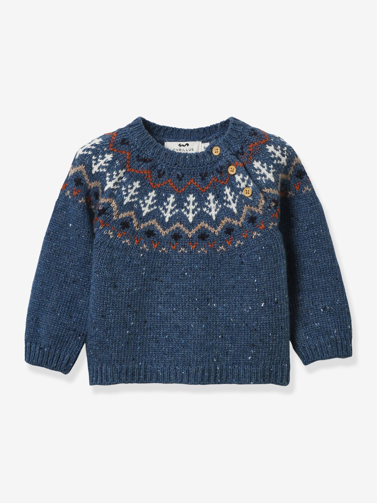 Pull jacquard bébé CYRILLUS bleu roi