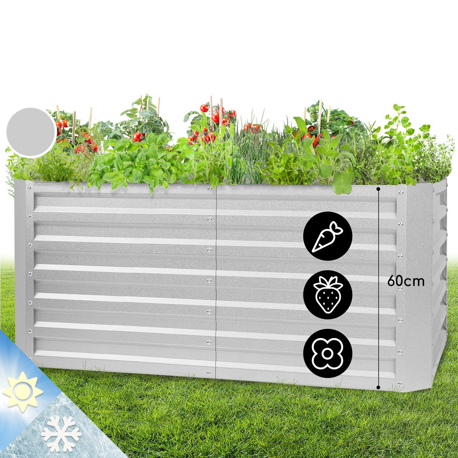 blumfeldt Hochbeet High Grow Straight, Pflanzkübel Outdoor Balkon außen groß Metall Garten