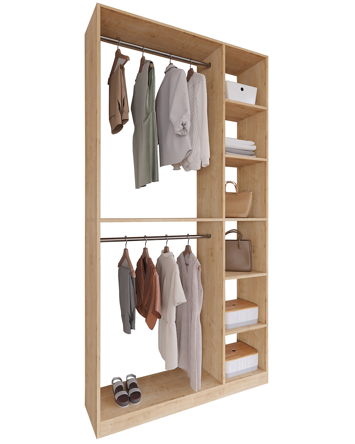 Holz offener Kleiderschrank begehbarer Kleiderregal Schrank Kleiderstange Palosa XL
