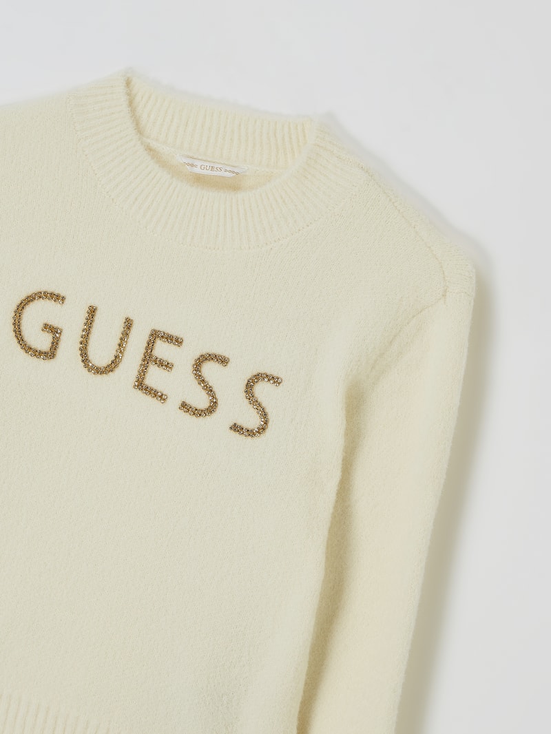 Pullover mit Strasssteinen in offwhite