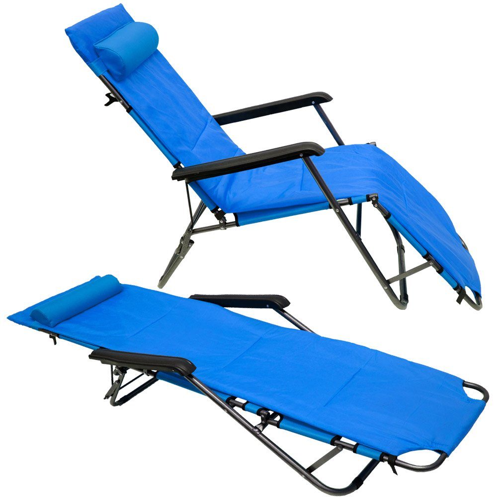 AMANKA Campingstuhl Campingstuhl Liegestuhl Freizeitliege Sonnenliege, Liege incl. Auflage 178cm Blau
