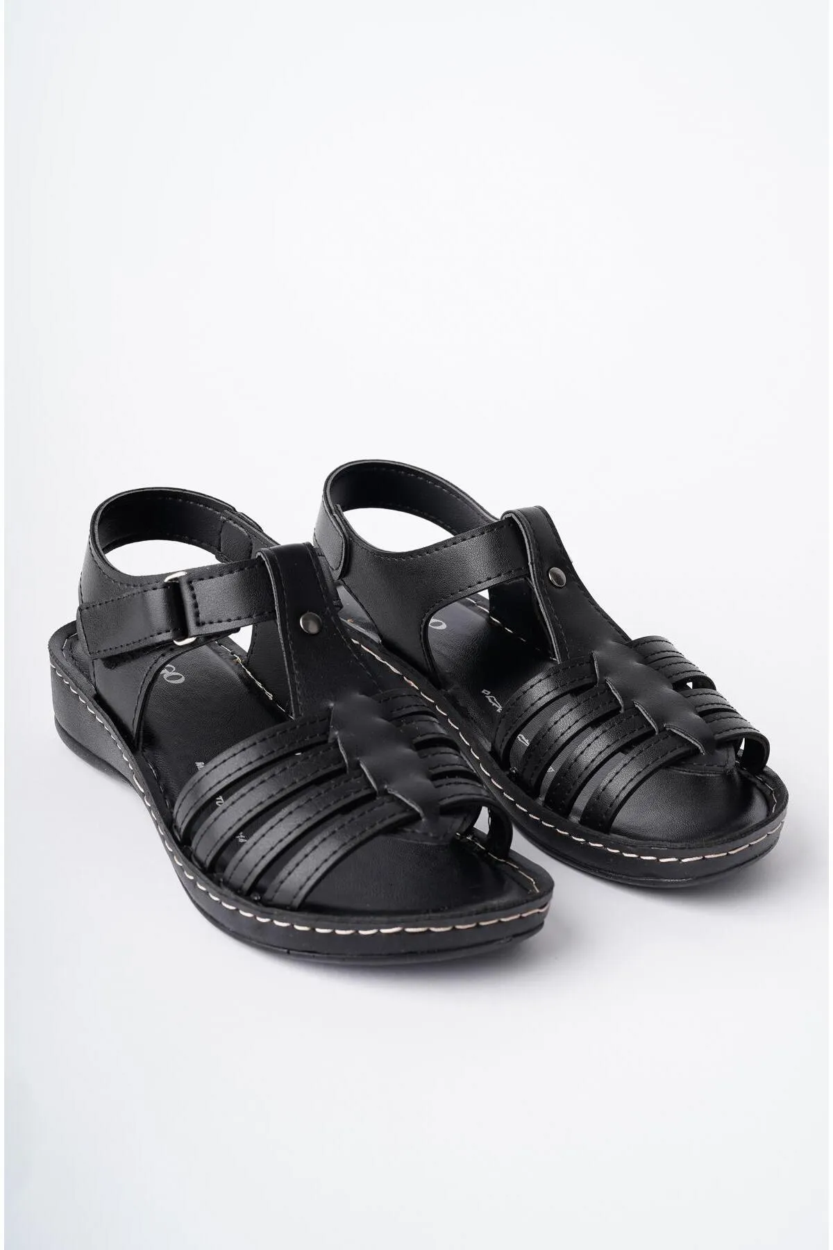 MUGGO  Farah-Damensandalen mit garantiert orthopädischer, bequemer Passform und Klettverschluss in Lederoptik