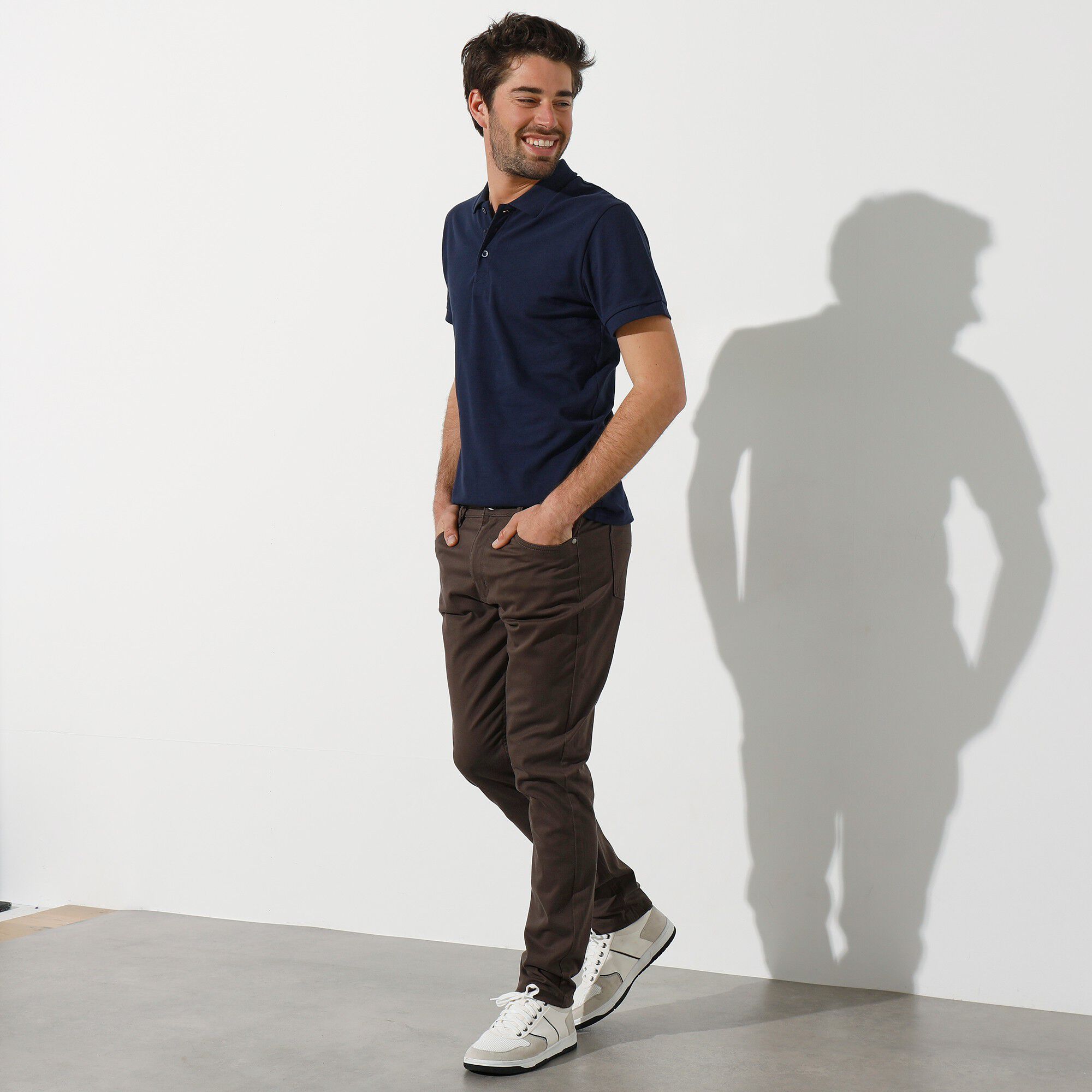 Pantalon droit 5 poches twill coton extensible