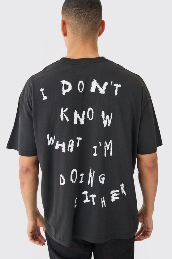 Oversize T-Shirt mit I Don't Know What I'm Doing Either Slogan Print