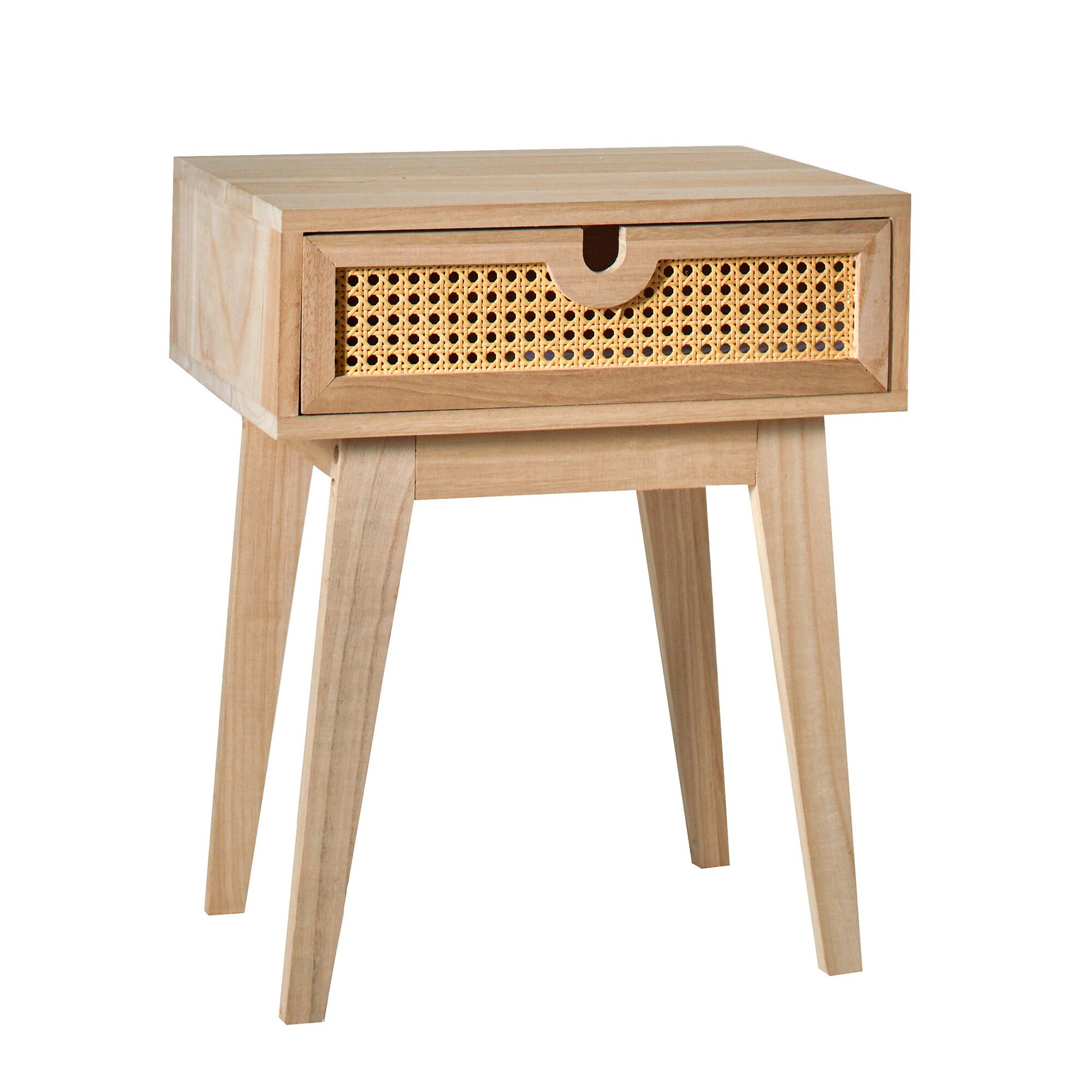 Chevet en bois et cannage