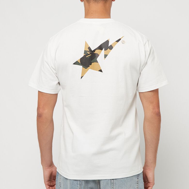 A Bathing Ape 1st Camo Bape Sta Logo Tee M white x yellow