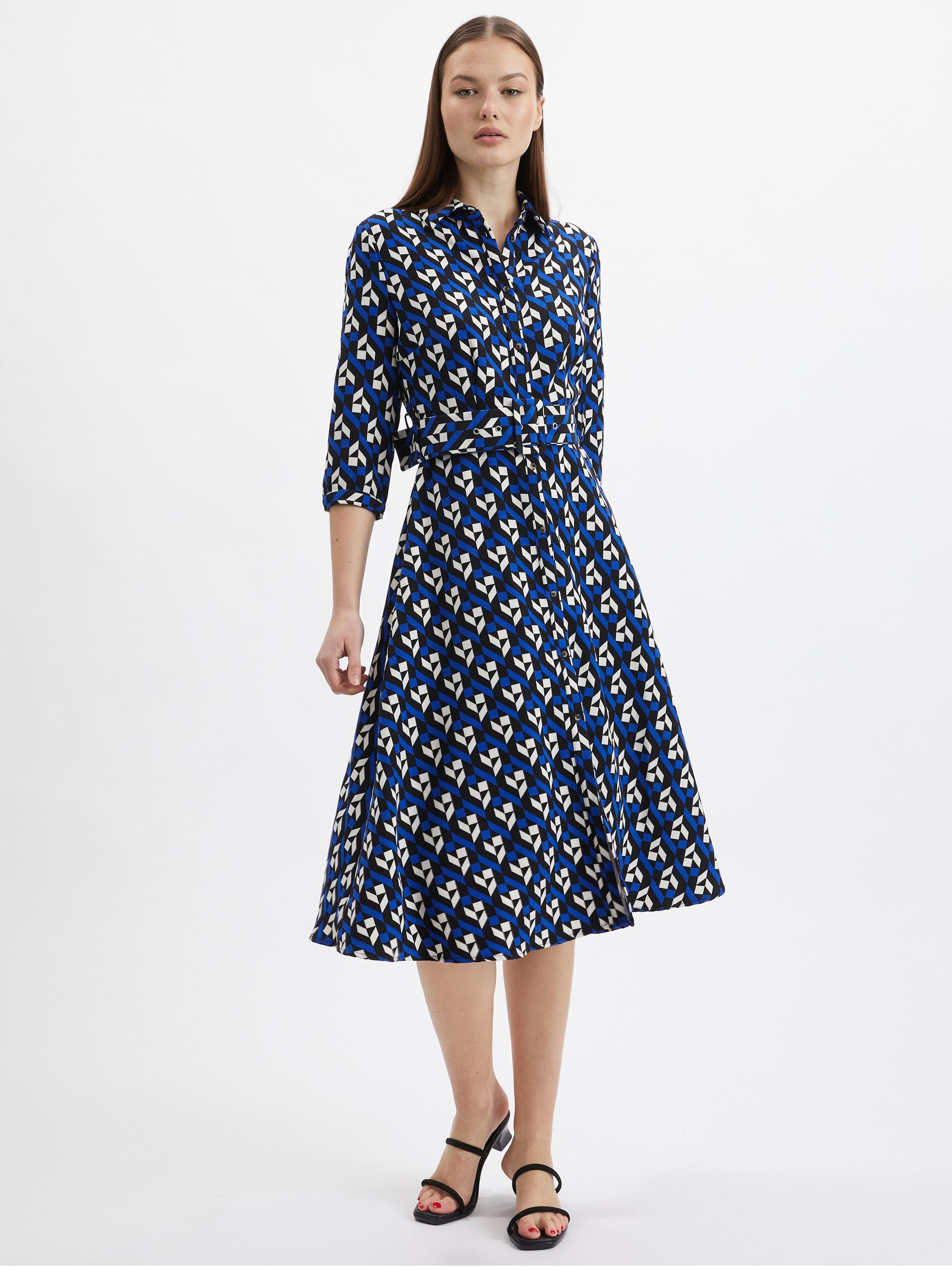 Schwarz-blau gemustertes Damenkleid ORSAY