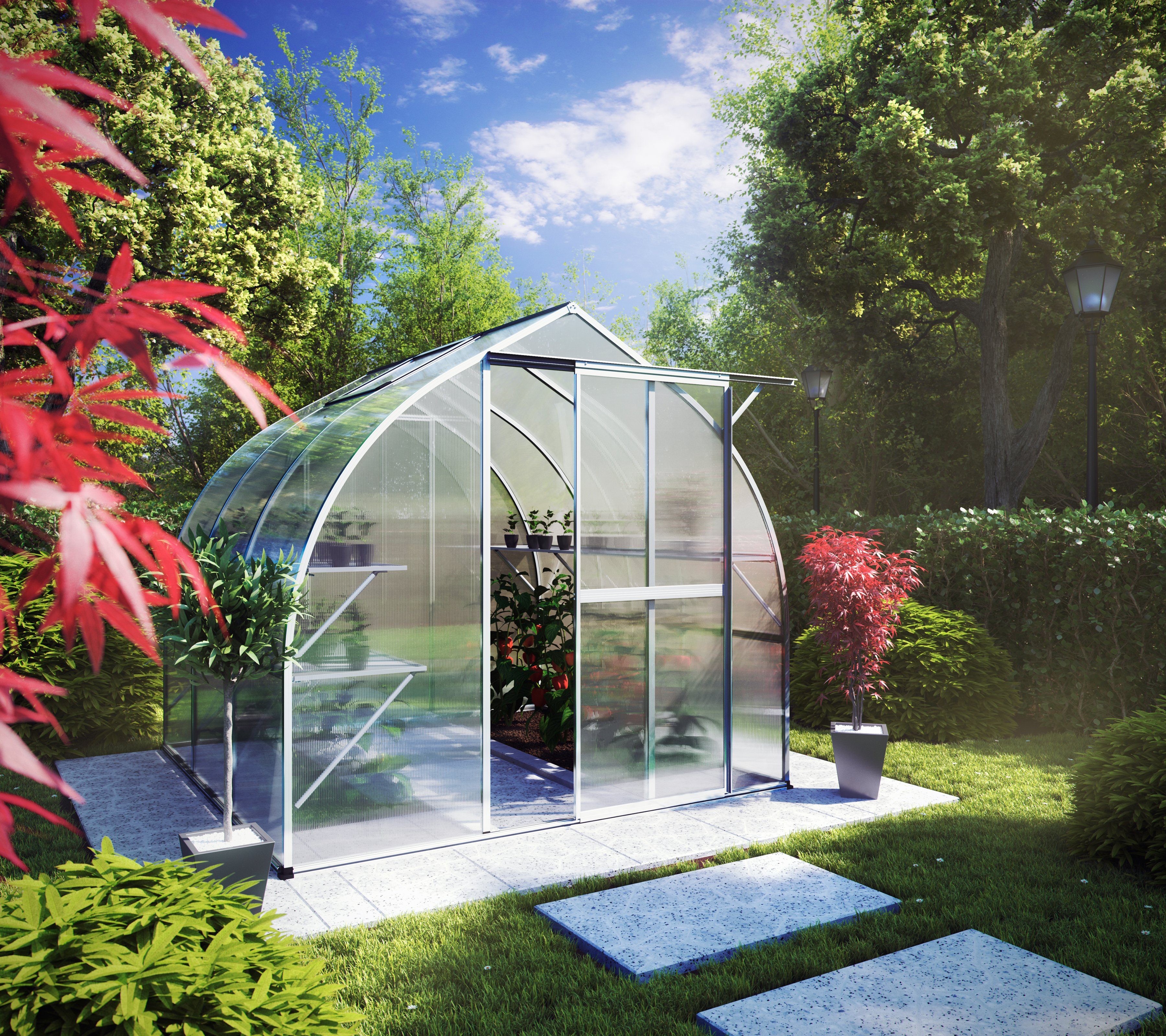 KGT Gewächshaus Rhodo III, BxTxH: 227 x 227 x 204 cm, 6 mm Wandstärke