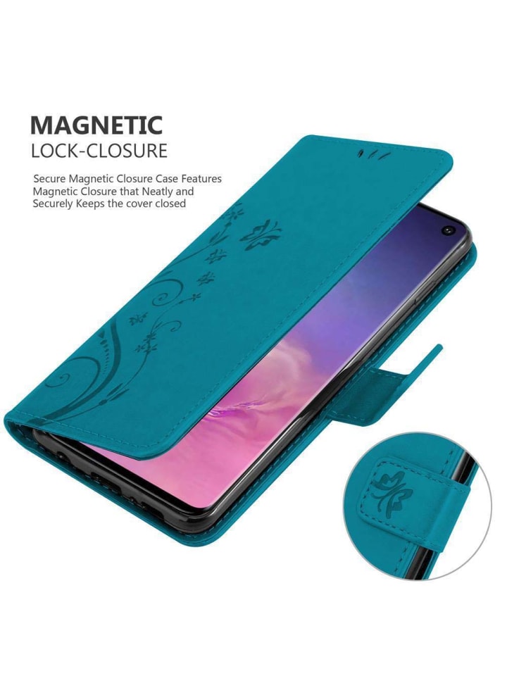 cadorabo Hülle für Samsung Galaxy S10 4G Blumen Design in FLORAL BLAU günstig kaufen Samsung Galaxy S10