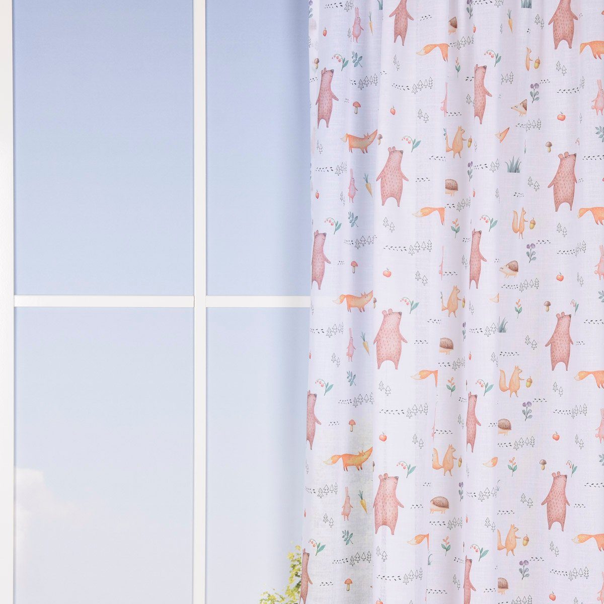 Meterware Stores Bordüre Waldfreunde Blumen weiß mint bunt raumhoch 300cm, SCHÖNER LEBEN., halbtransparent, Kunstfaser