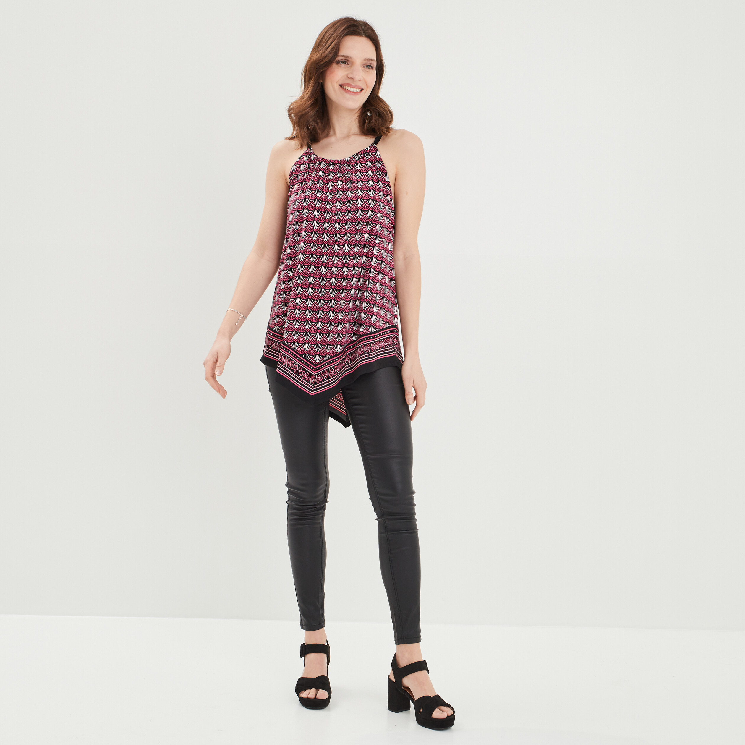Pantalon enduit skinny push up noir femme | La Halle