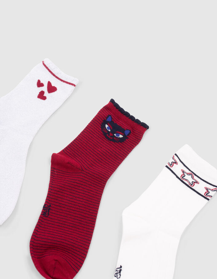 Chaussettes blanches, rouges et silver fille