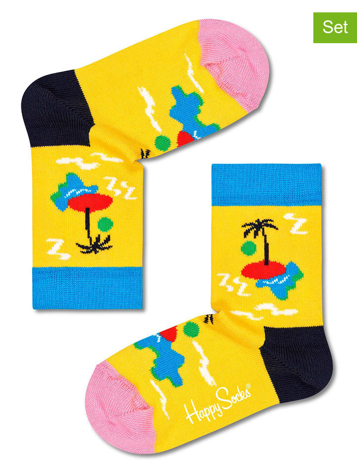 Happy Socks 2er-Set: Socken in Gelb/ Bunt günstig kaufen
