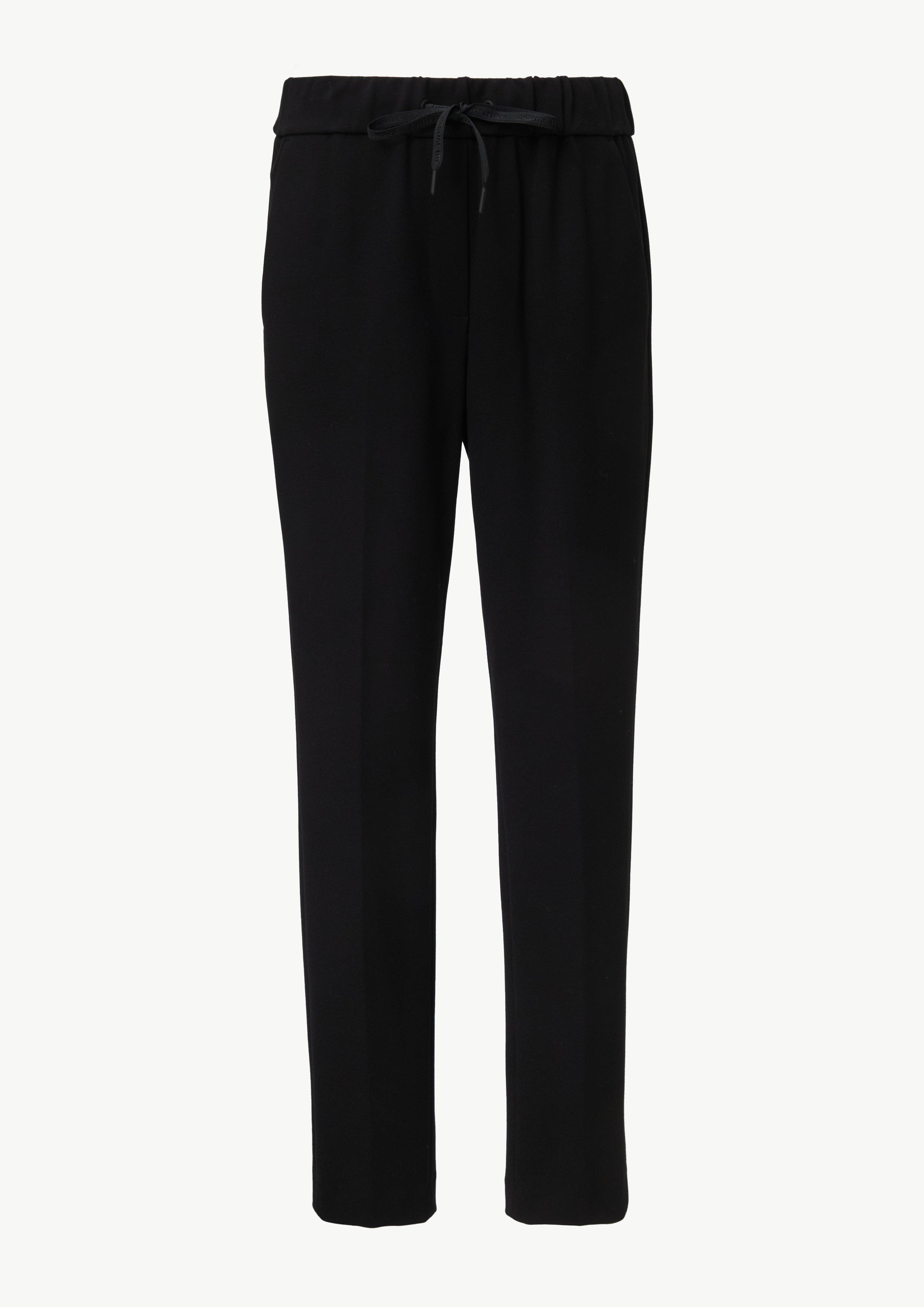 Jersey-Joggpants im Slim Fit mit Bügelfalte - schwarz