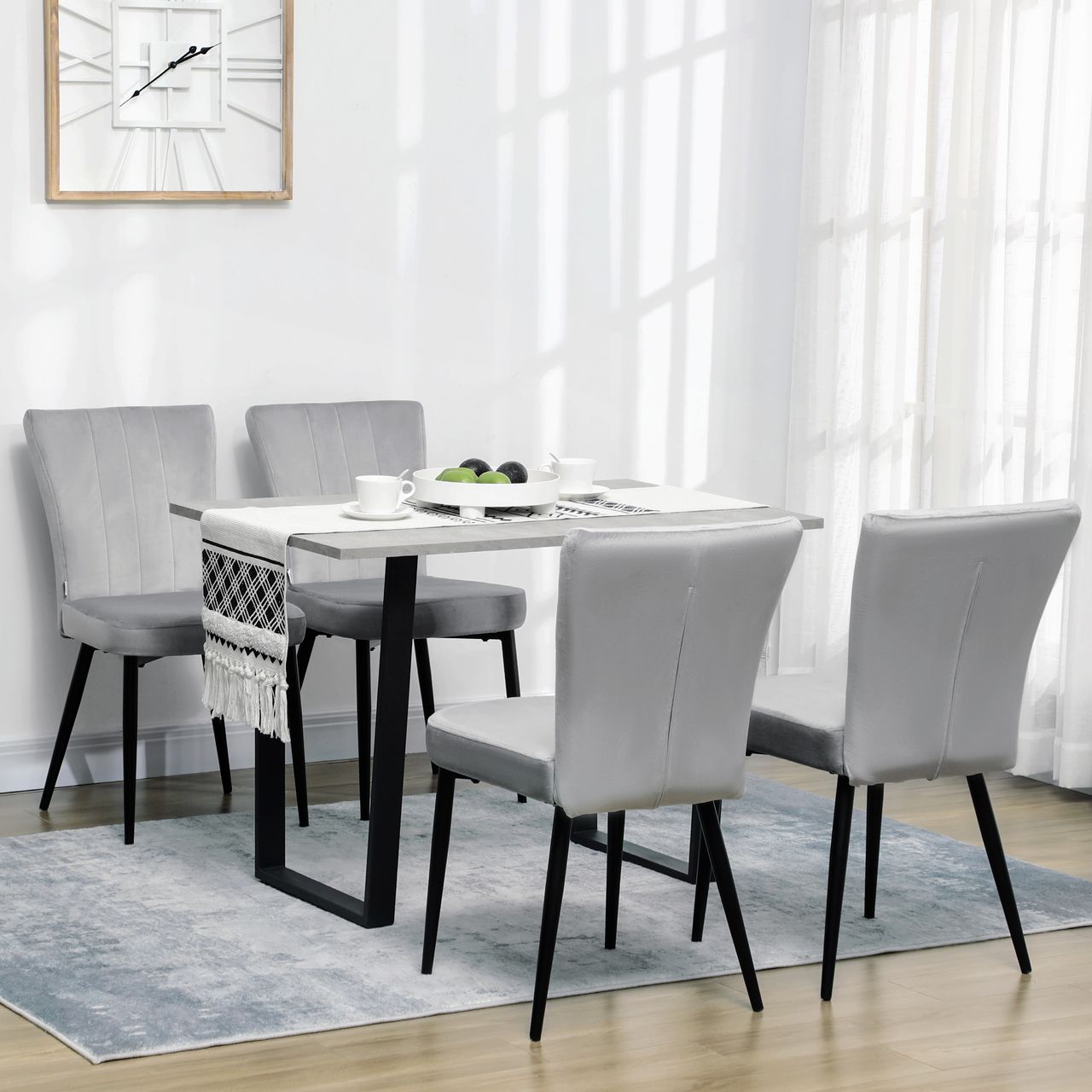 HOMCOM Esszimmerstuhl, 4er-Set Küchenstühle, Essstuhl mit Rückenlehne, Samtoptik