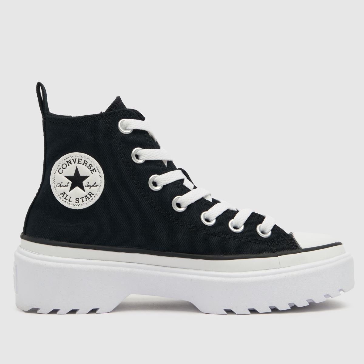Converse svarta och vita All Star Lugged Lift Hi flickor juniorsneakers
